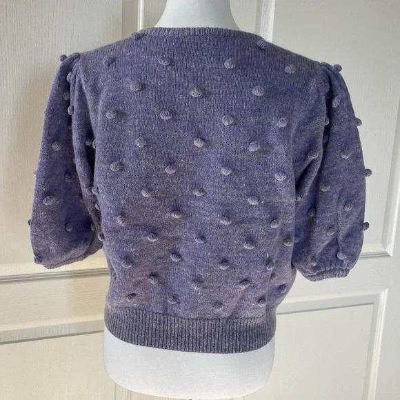 DemyLee x J Crew Puff Sleeve Pom Pom Sweater - Picture 3 of 5